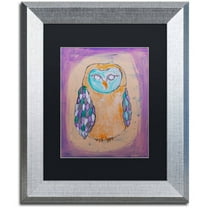 Trademark Fine Art 'Owl I' Canvas Art by Nicole Dietz, Black Matte, Silver Frame