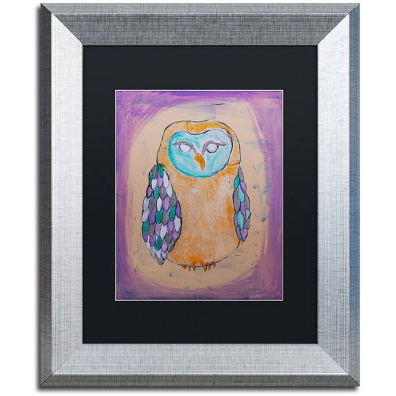 Trademark Fine Art 'Owl I' Canvas Art by Nicole Dietz, Black Matte, Silver Frame