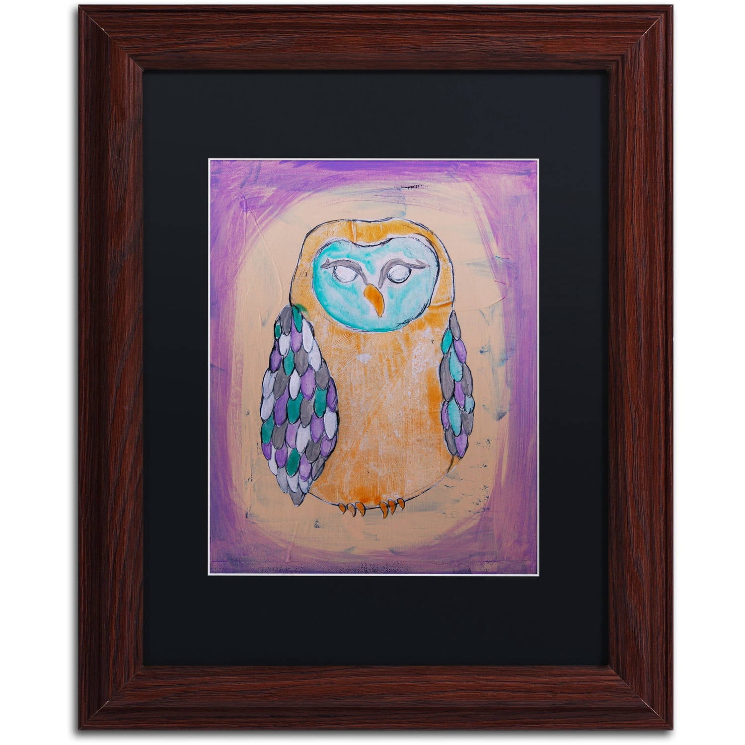 Trademark Fine Art 'Owl I' Canvas Art by Nicole Dietz, Black Matte, Wood Frame