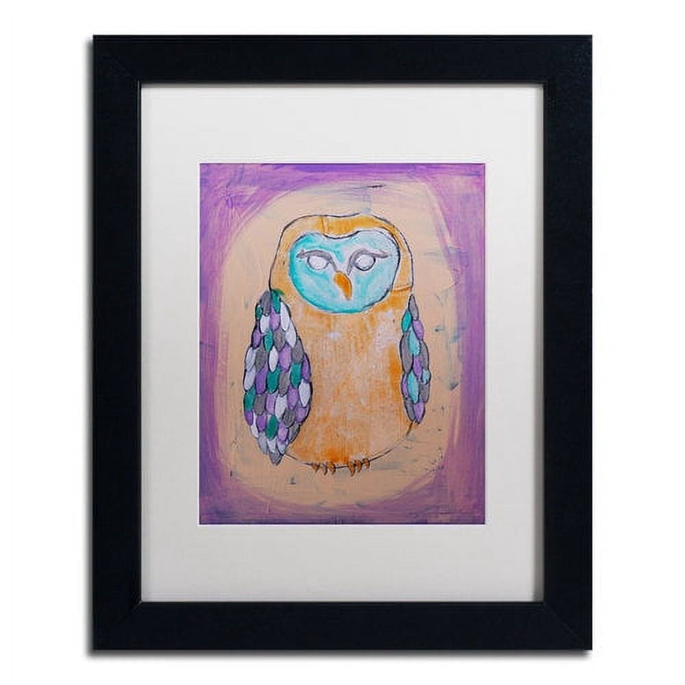 Trademark Fine Art 'Owl I' Canvas Art by Nicole Dietz, White Matte, Black Frame