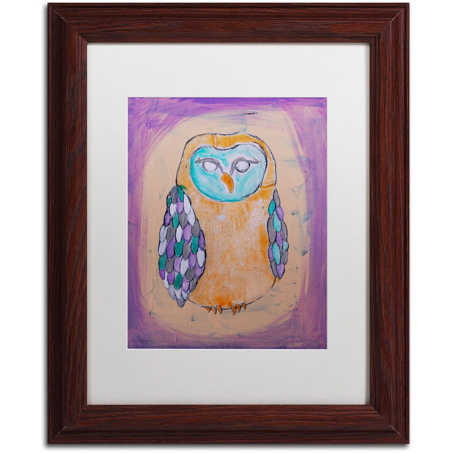 Trademark Fine Art 'Owl I' Canvas Art by Nicole Dietz, White Matte, Wood Frame