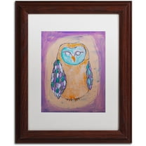 Trademark Fine Art 'Owl I' Canvas Art by Nicole Dietz, White Matte, Wood Frame