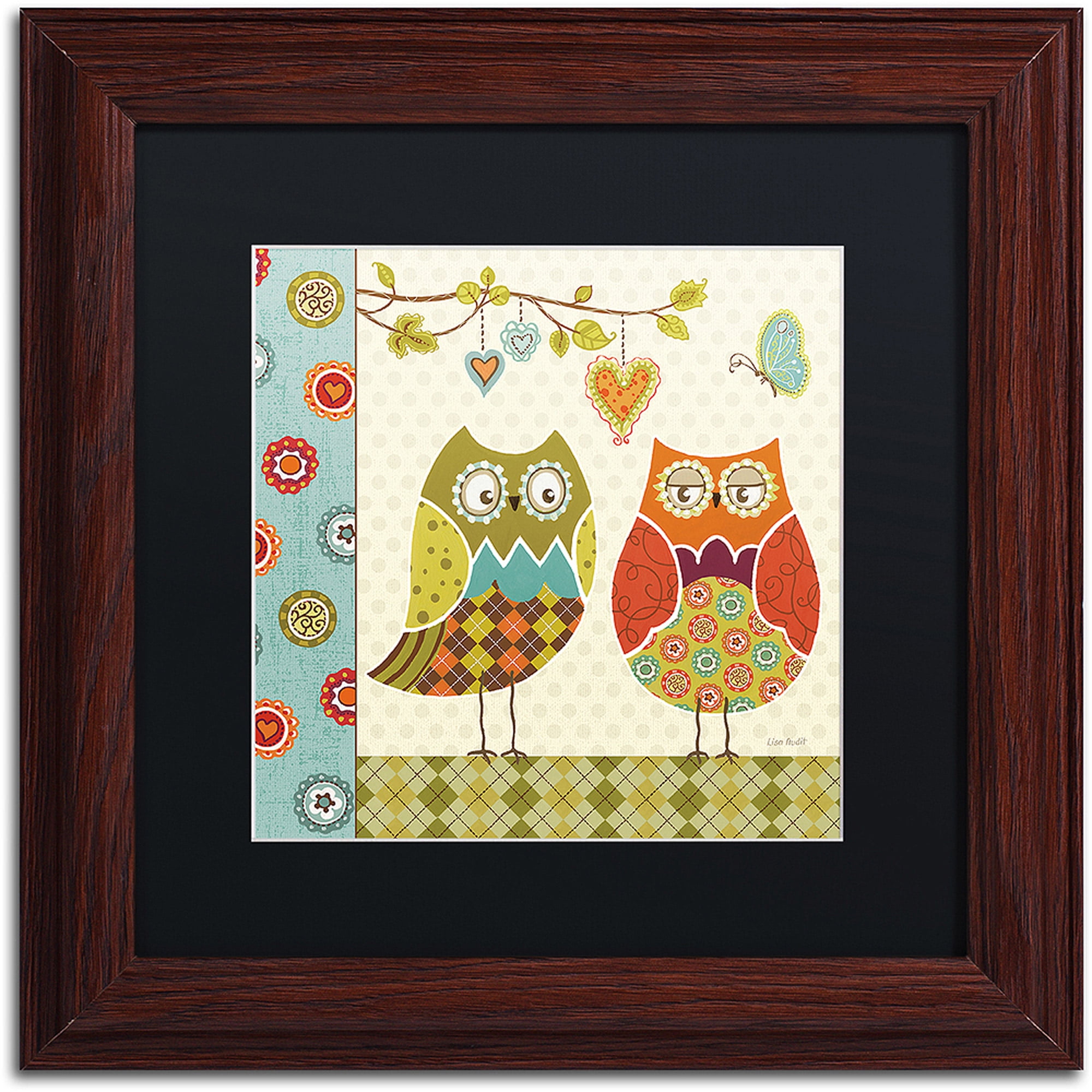 Trademark Fine Art "Owl Wonderful I" Canvas Art by Lisa Audit, Black Matte, Wood Frame
