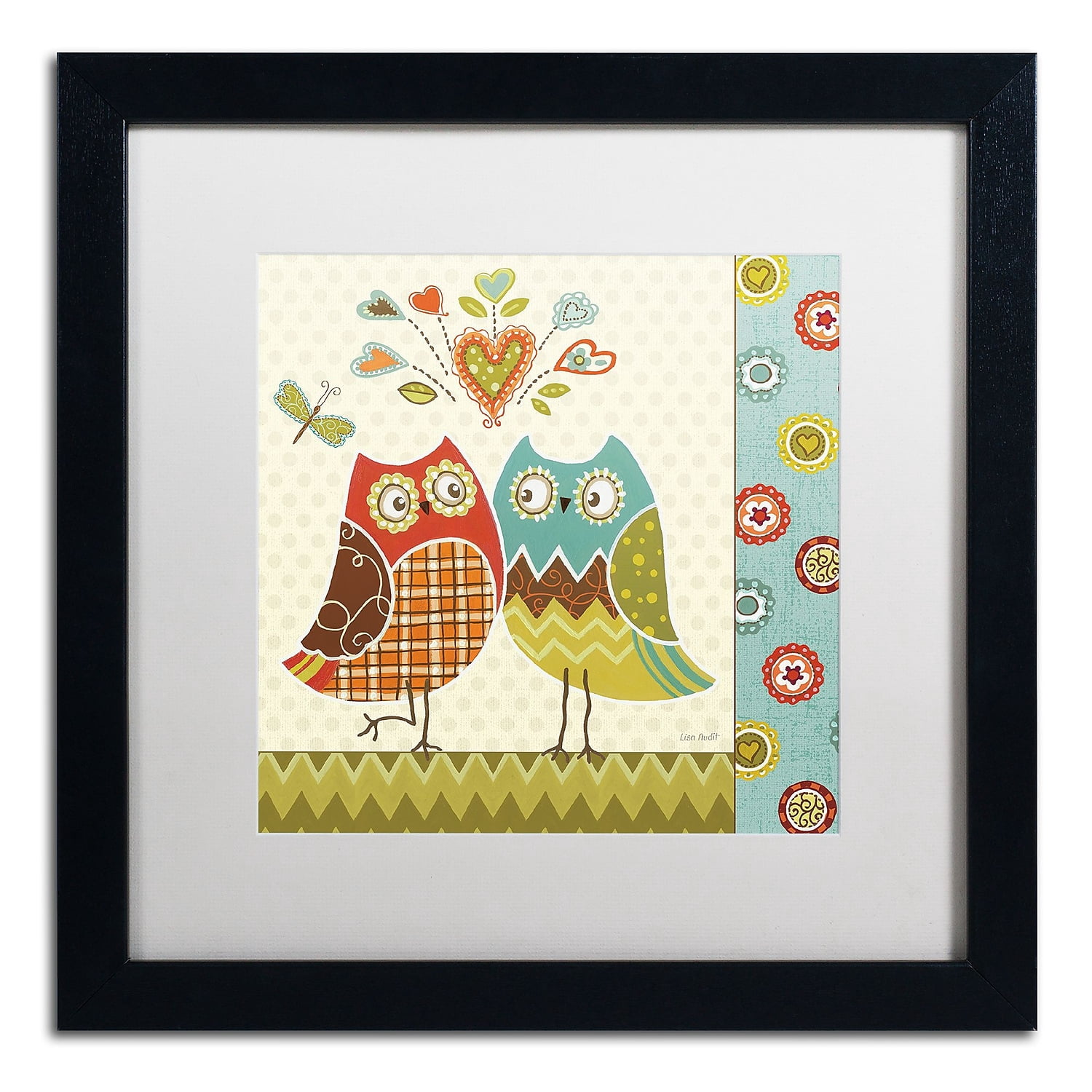 Trademark Fine Art "Owl Wonderful II" Canvas Art by Lisa Audit, White Matte, Black Frame