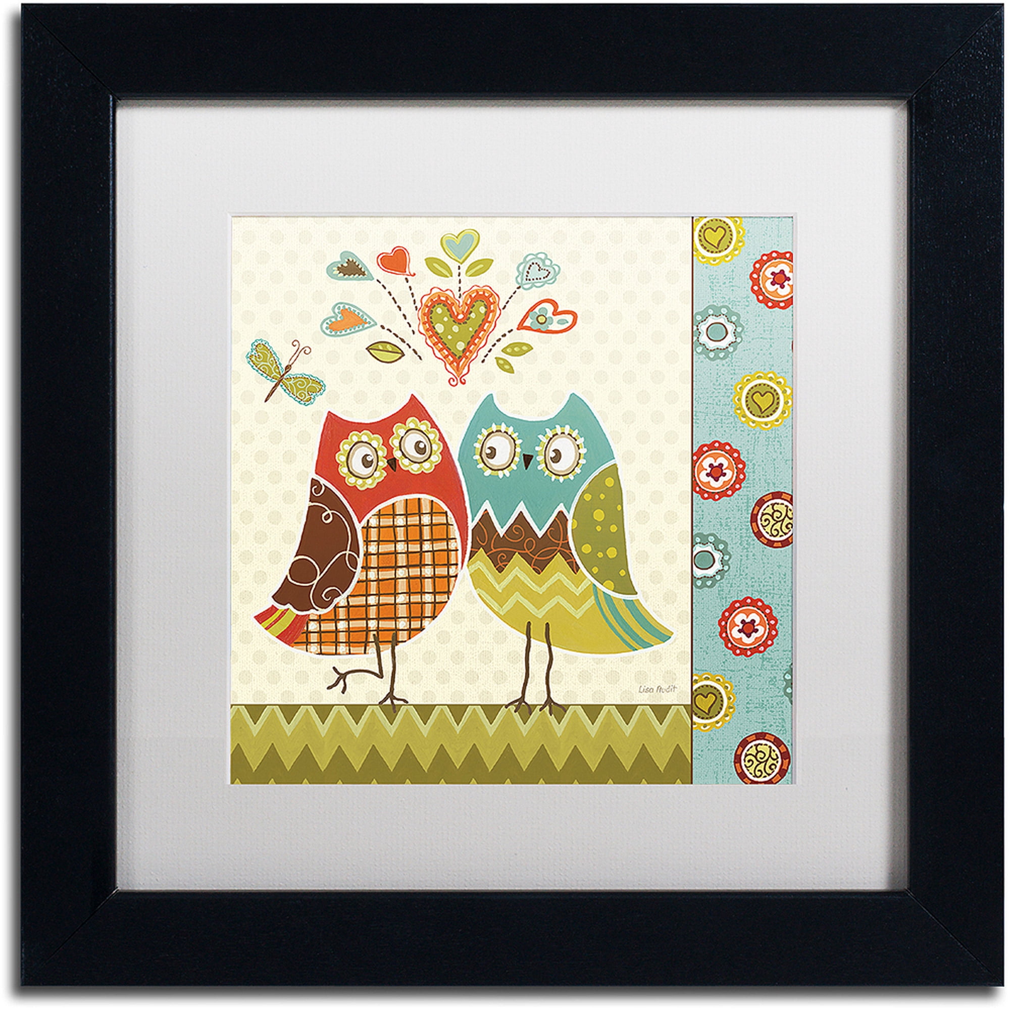 Trademark Fine Art "Owl Wonderful II" Canvas Art by Lisa Audit, White Matte, Black Frame