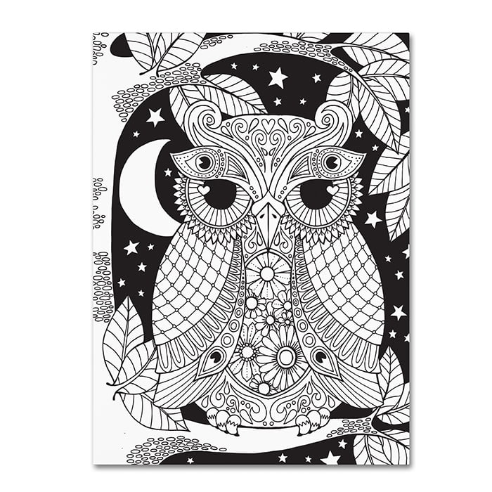 Trademark Fine Art "Owl on a Branch" Canvas Art by Hello Angel