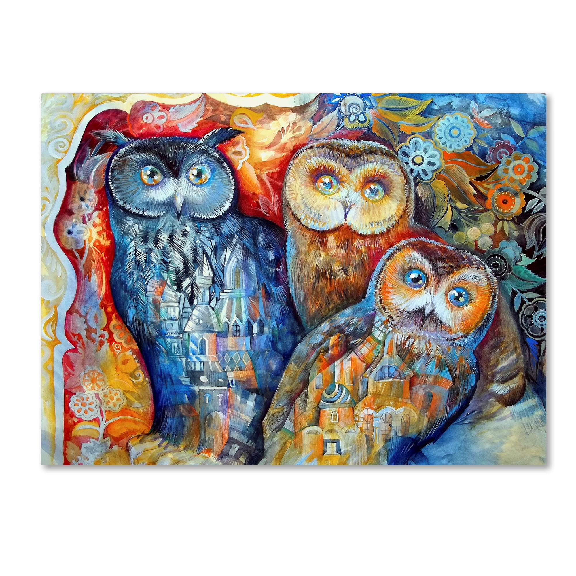 Eclectic Owls Gallery-Wrapped Canvas Art, 14 x 19 Inches