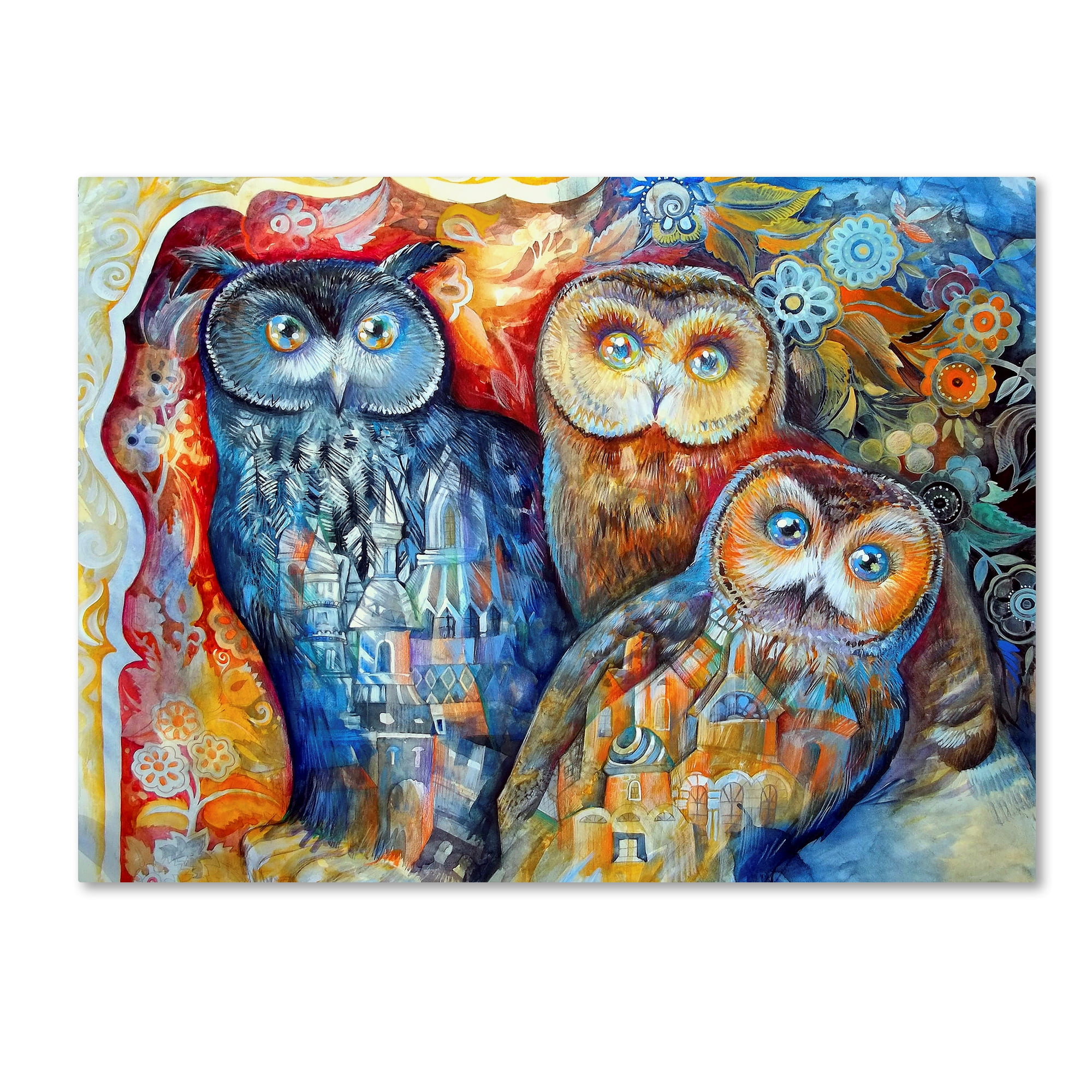 Eclectic Owls Gallery-Wrapped Canvas Art, 14 x 19 Inches