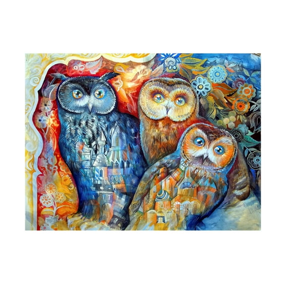 Trademark Fine Art 'Owls' Canvas Art by Oxana Ziaka
