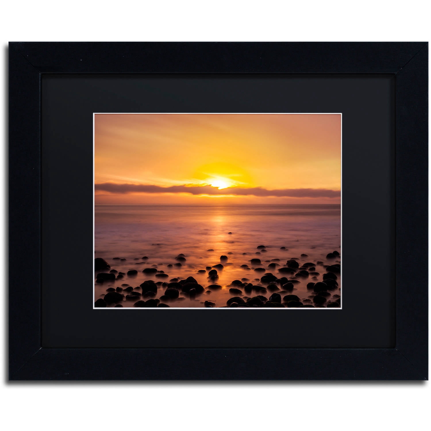 Trademark Fine Art "Pacific Sunset" Canvas Art by Chris Moyer, Black Matte, Black Frame