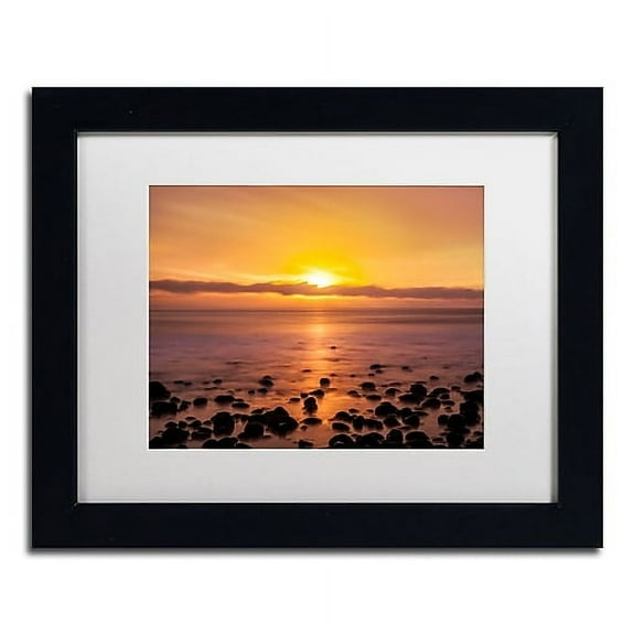 Trademark Fine Art "Pacific Sunset" Canvas Art by Chris Moyer, White Matte, Black Frame