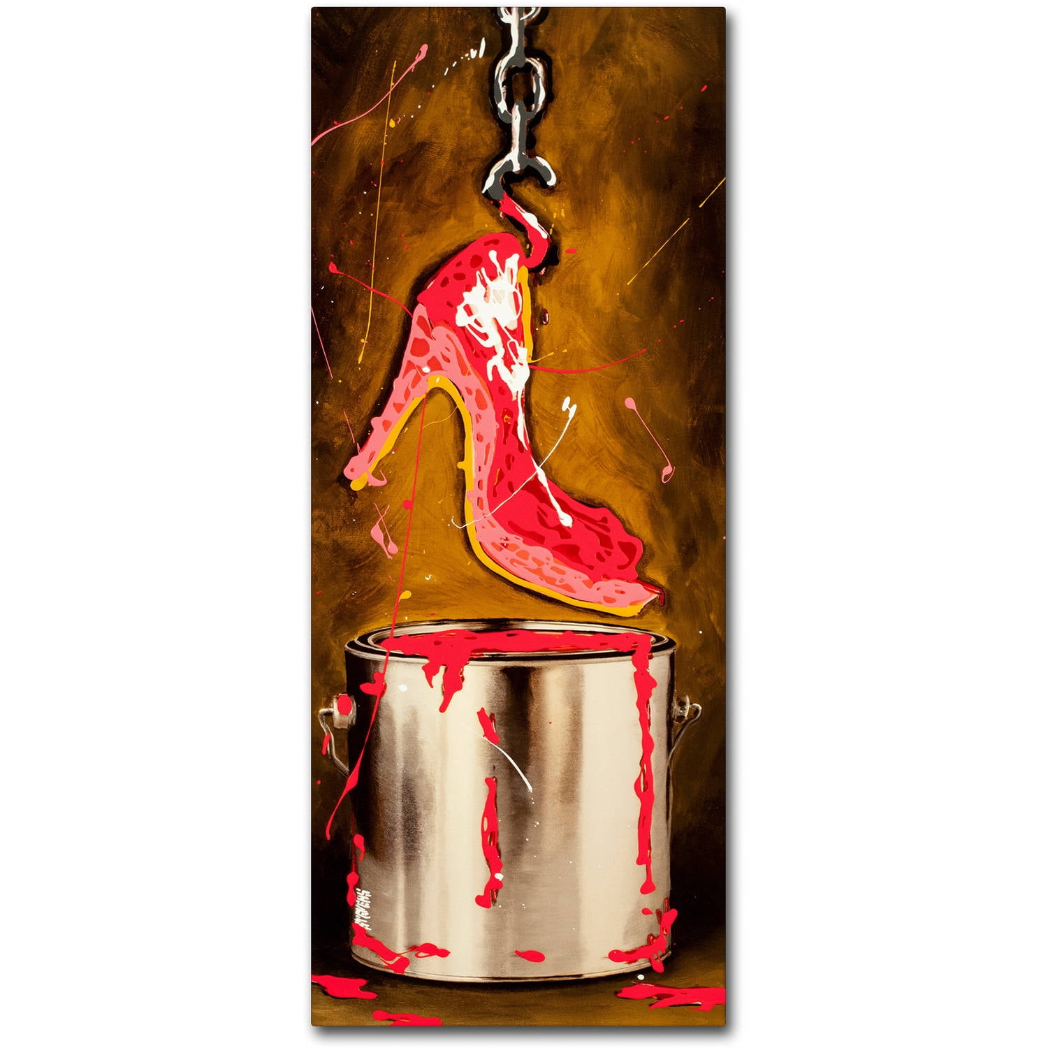 Trademark Fine Art "Paint Dipped Shoe Pink" Canvas Art by Roderick Stevens