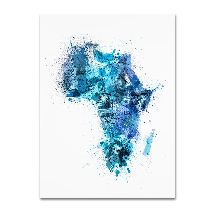 Trademark Fine Art "Paint Splashes Map of Africa" Canvas Art by Michael Tompsett