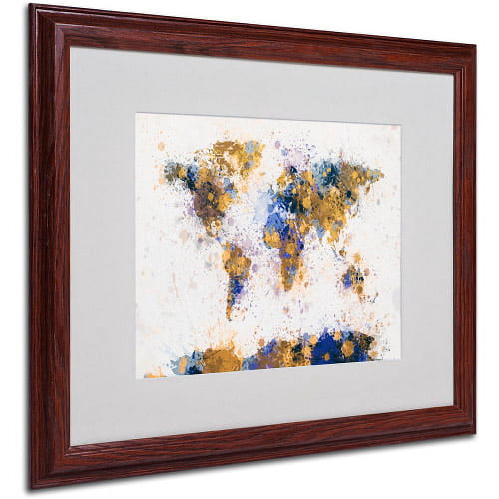 Trademark Fine Art "Paint Splashes World Map 2" Matted Framed by Michael Tompsett