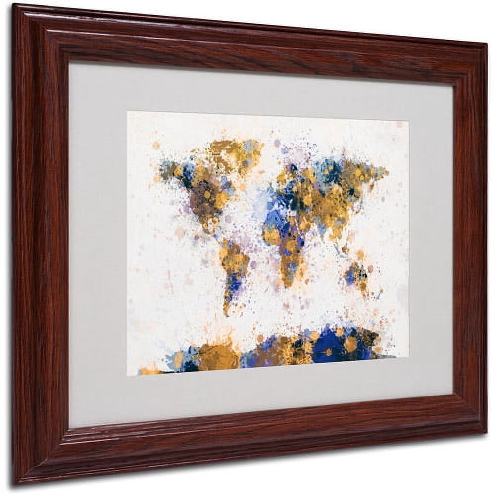 Trademark Fine Art "Paint Splashes World Map 2" Matted Framed by Michael Tompsett