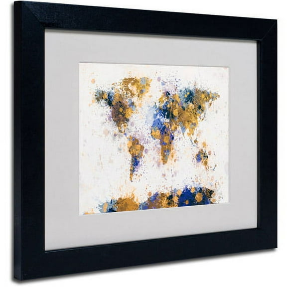 Trademark Fine Art "Paint Splashes World Map 2" Matted Framed by Michael Tompsett