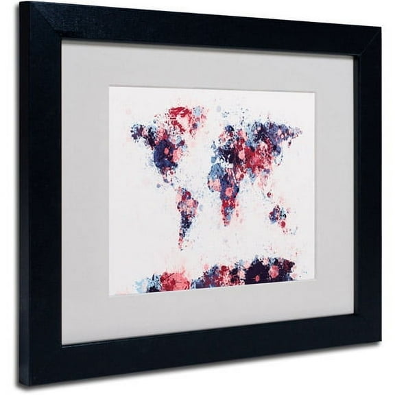 Trademark Fine Art "Paint Splashes World Map 3" Matted Framed by Michael Tompsett