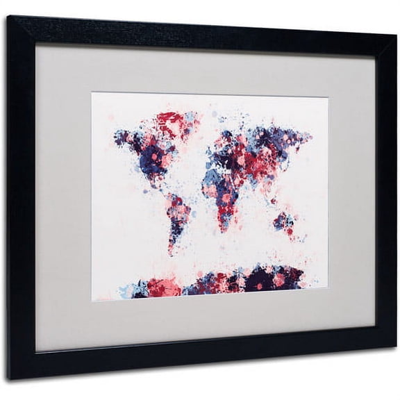 Trademark Fine Art "Paint Splashes World Map 3" Matted Framed by Michael Tompsett