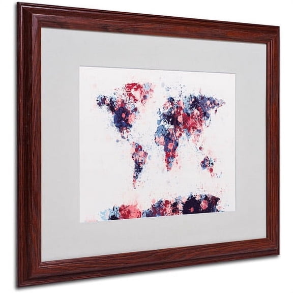 Trademark Fine Art "Paint Splashes World Map 3" Matted Framed by Michael Tompsett