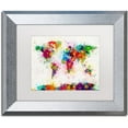 thumbnail image 1 of Trademark Fine Art "Paint Splashes World Map" Canvas Art by Michael Tompsett White Matte, Silver Frame, 1 of 2