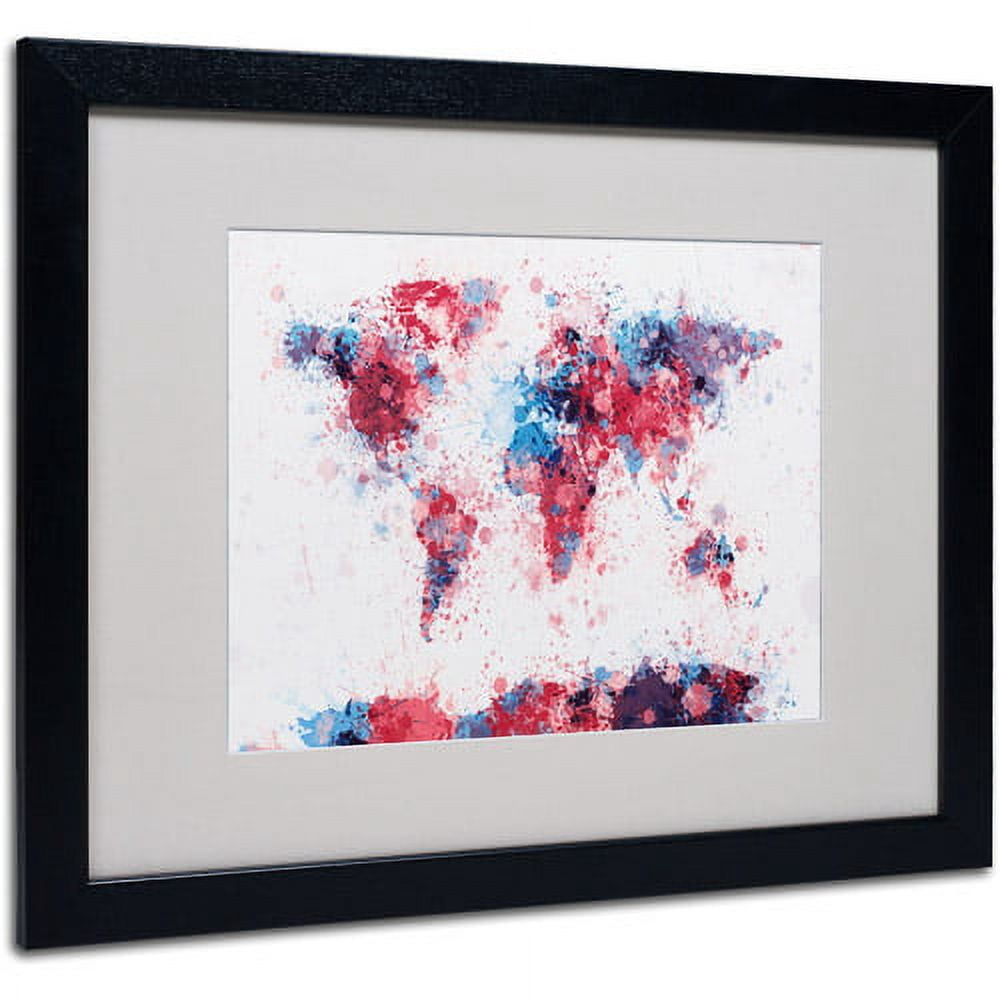 Trademark Fine Art "Paint Splashes World Map" Matted Framed by Michael Tompsett