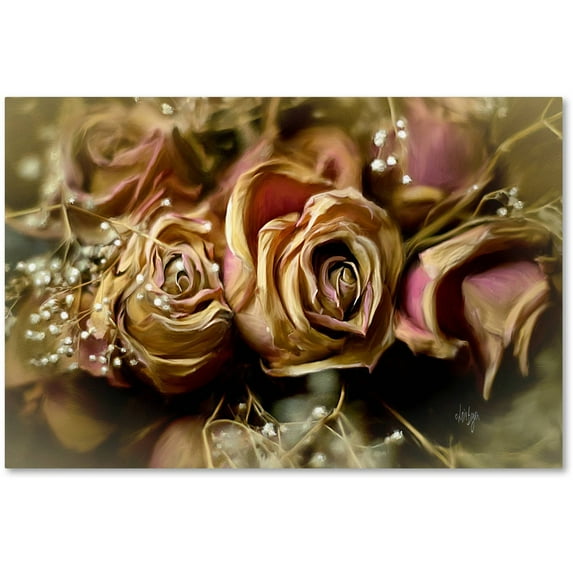 Trademark Fine Art "Painted Old Roses" Canvas Art by Lois Bryan