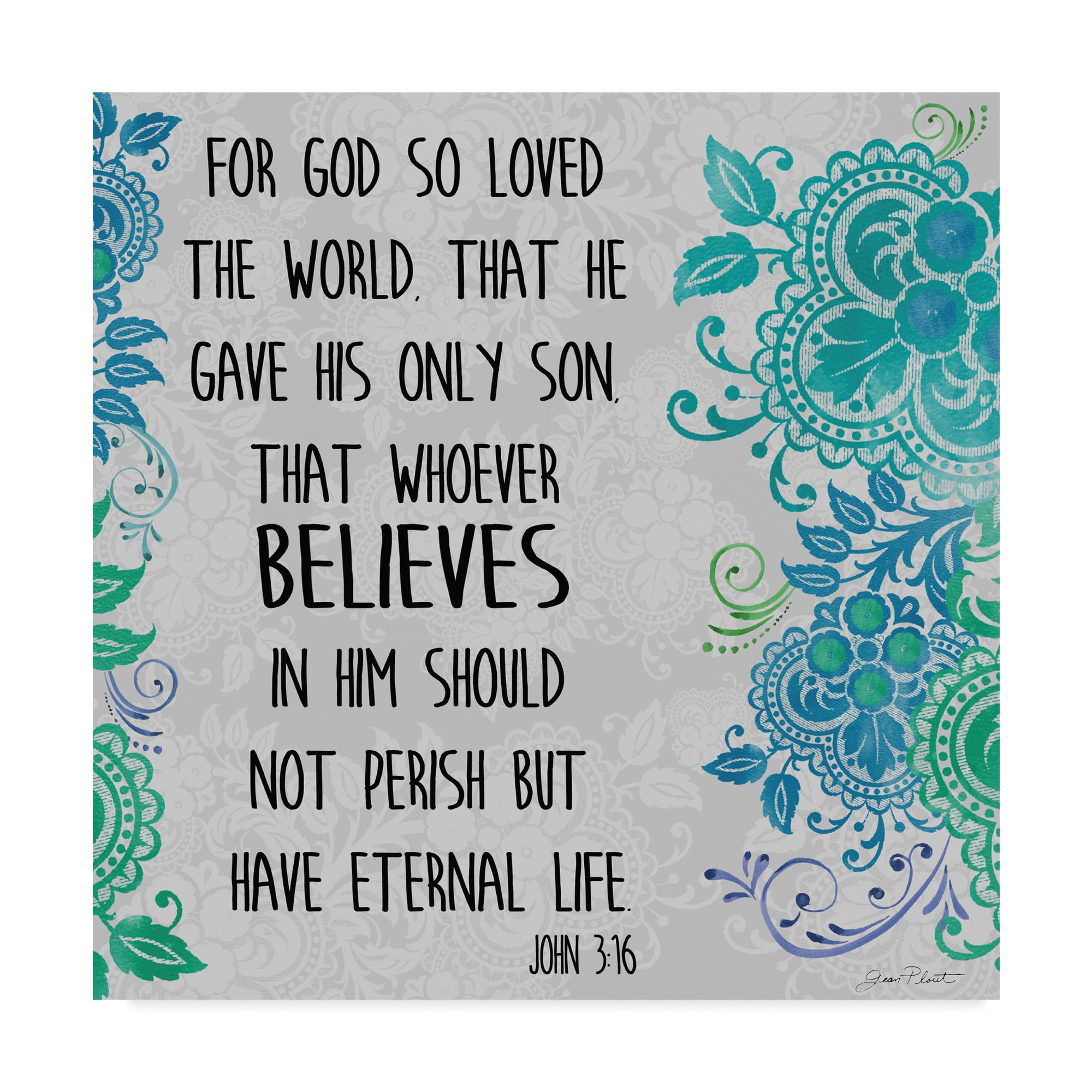 Trademark Fine Art 'Paisley Bible Verse 1' Canvas Art by Jean Plout