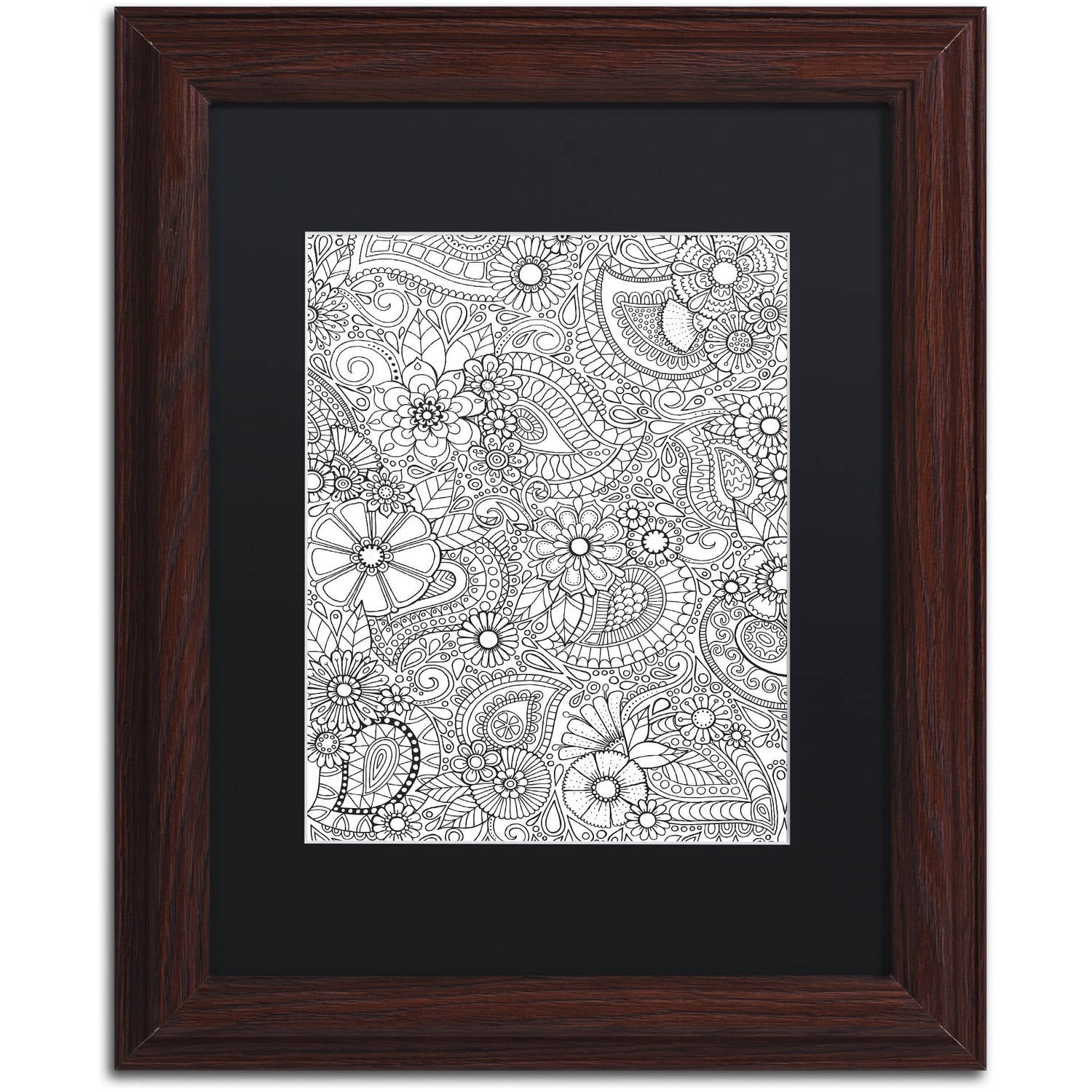 Trademark Fine Art "Paisley Blooms" Canvas Art by Hello Angel, Black Matte, Wood Frame