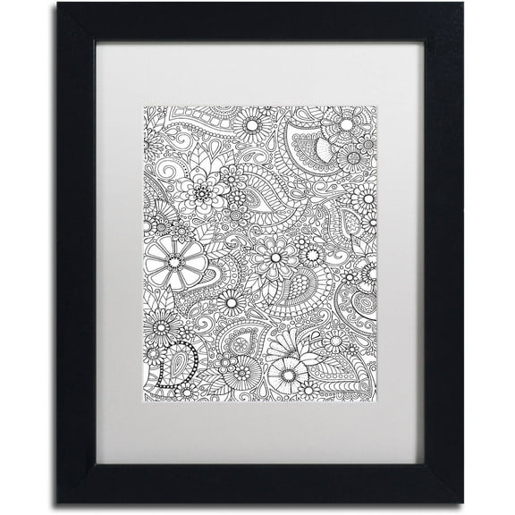 Trademark Fine Art "Paisley Blooms" Canvas Art by Hello Angel, White Matte, Black Frame