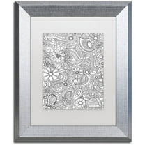 Trademark Fine Art "Paisley Blooms" Canvas Art by Hello Angel, White Matte, Silver Frame