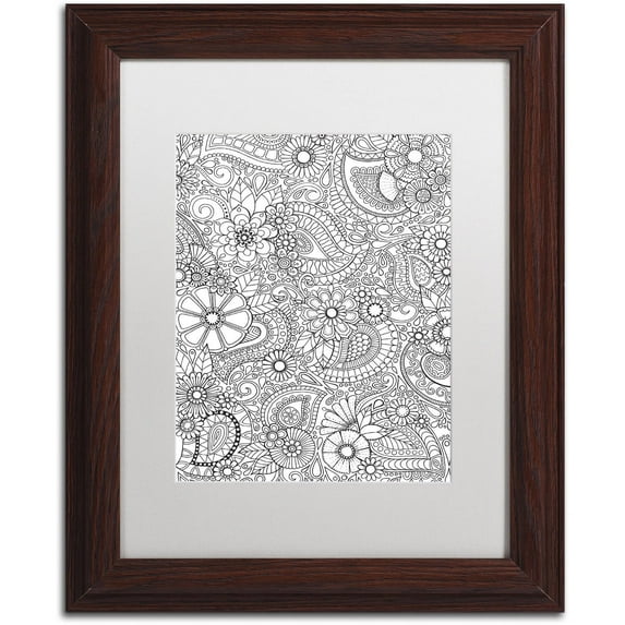 Trademark Fine Art "Paisley Blooms" Canvas Art by Hello Angel, White Matte, Wood Frame