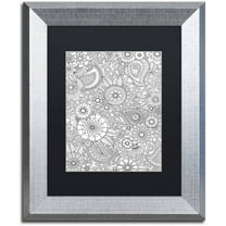 Trademark Fine Art "Paisley Floral" Canvas Art by Hello Angel, Black Matte, Silver Frame