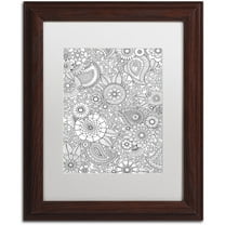 Trademark Fine Art "Paisley Floral" Canvas Art by Hello Angel, White Matte, Wood Frame