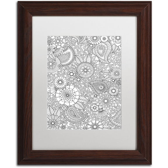 Trademark Fine Art "Paisley Floral" Canvas Art by Hello Angel, White Matte, Wood Frame