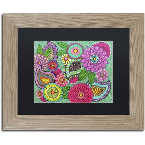 Trademark Fine Art "Paisley Garden" Canvas Art by Hello Angel, Black Matte, Birch Frame