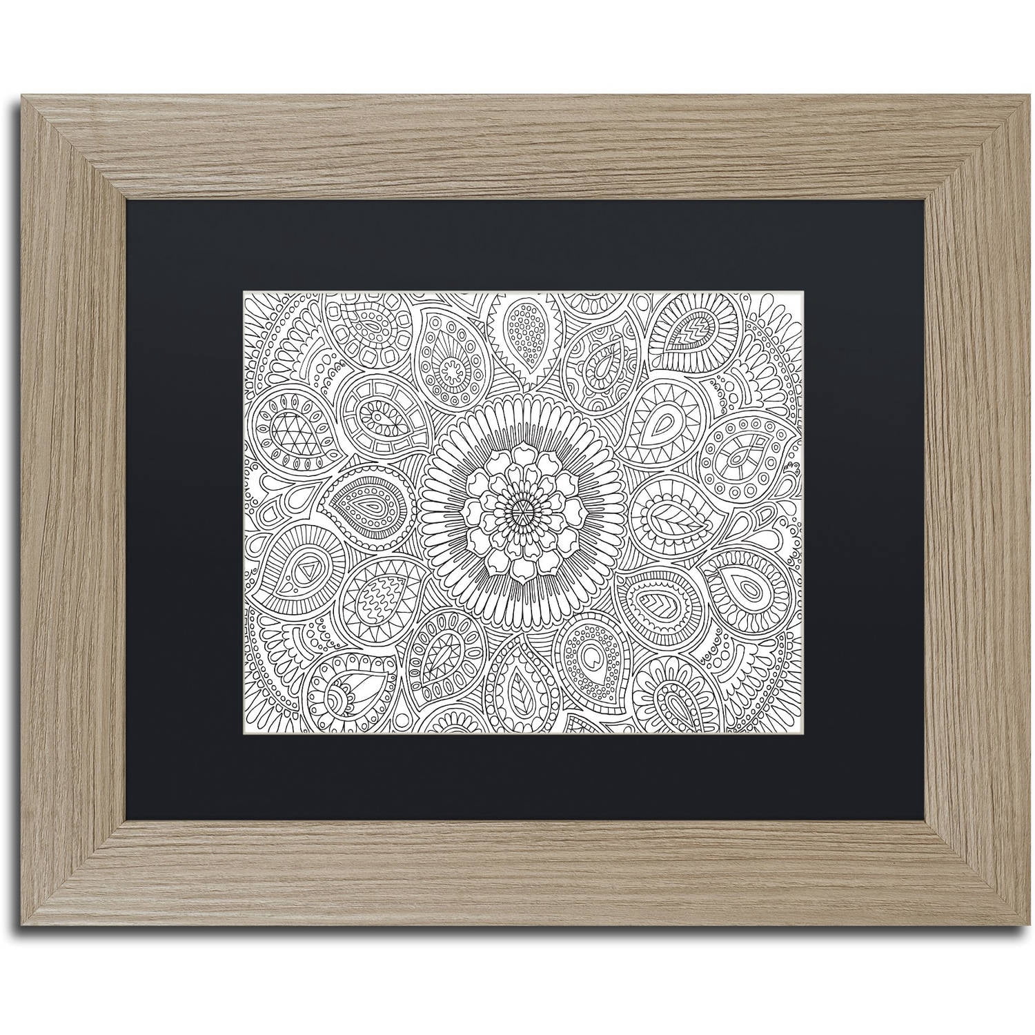Trademark Fine Art "Paisley Mandala" Canvas Art by Hello Angel, Black Matte, Birch Frame