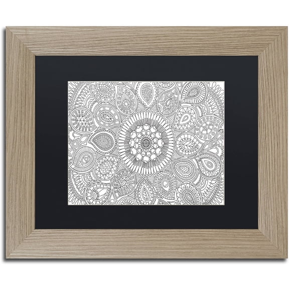 Trademark Fine Art "Paisley Mandala" Canvas Art by Hello Angel, Black Matte, Birch Frame