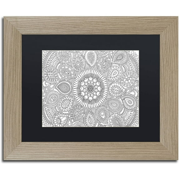 Trademark Fine Art "Paisley Mandala" Canvas Art by Hello Angel, Black Matte, Birch Frame
