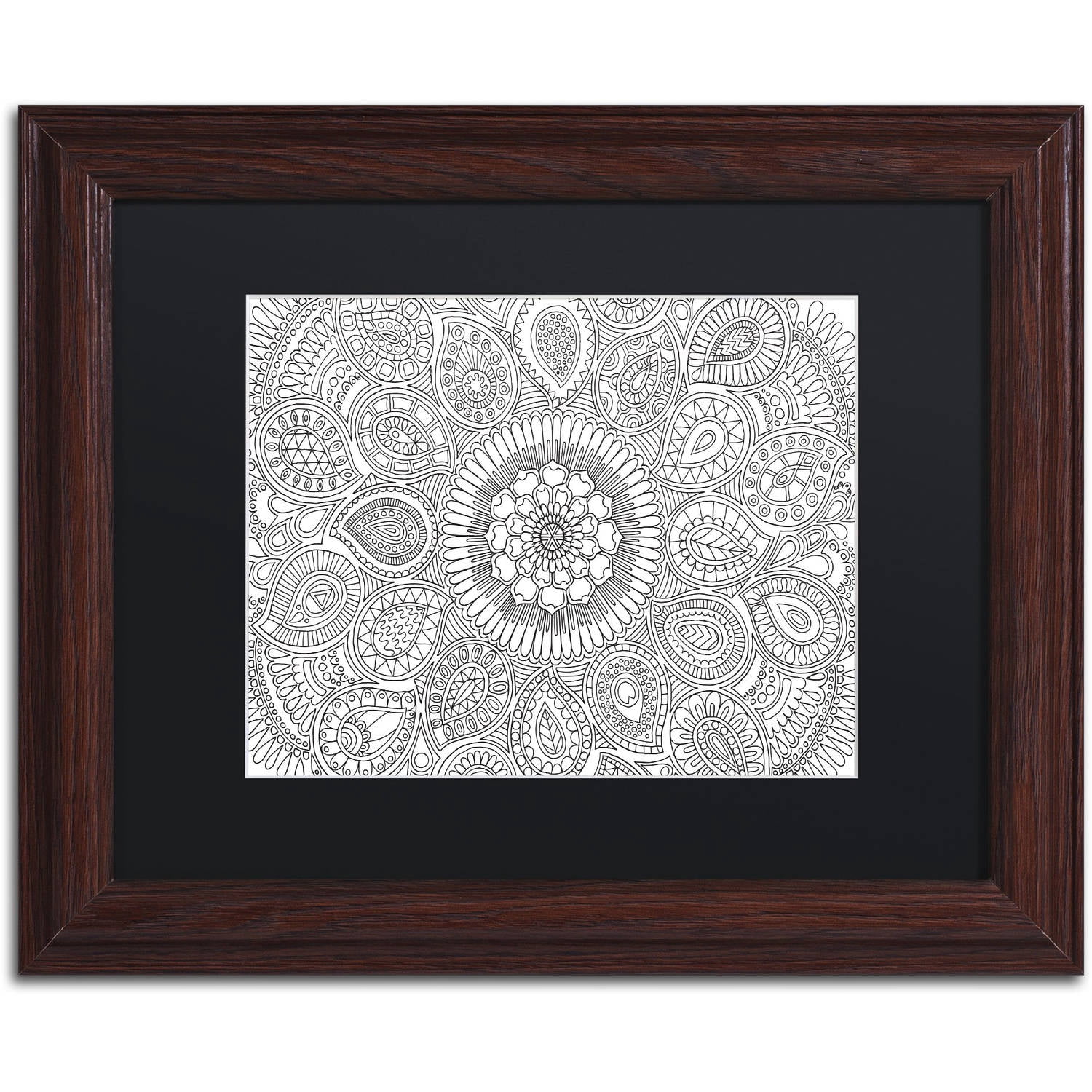 Trademark Fine Art "Paisley Mandala" Canvas Art by Hello Angel, Black Matte, Wood Frame