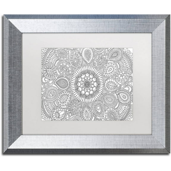Trademark Fine Art "Paisley Mandala" Canvas Art by Hello Angel, White Matte, Silver Frame