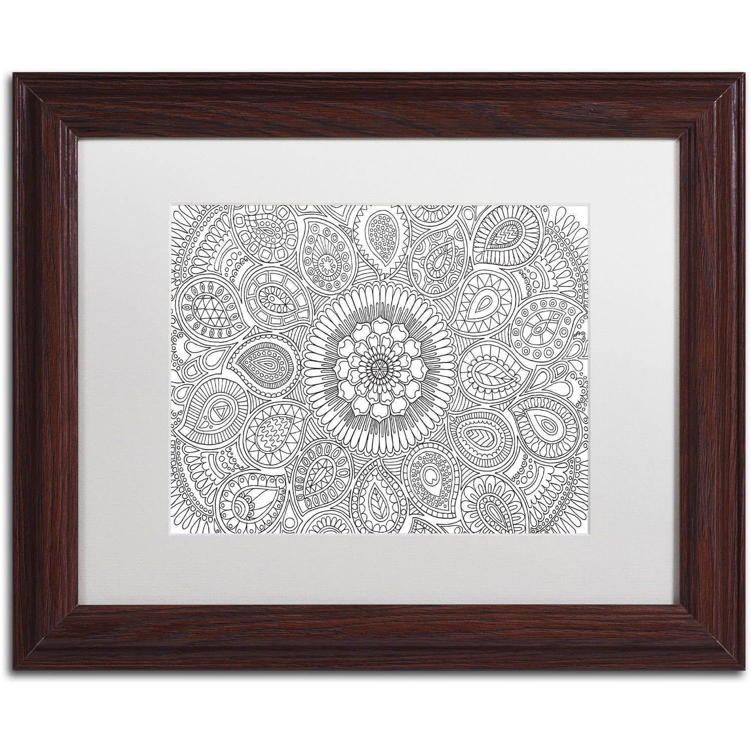 Trademark Fine Art "Paisley Mandala" Canvas Art by Hello Angel, White Matte, Wood Frame