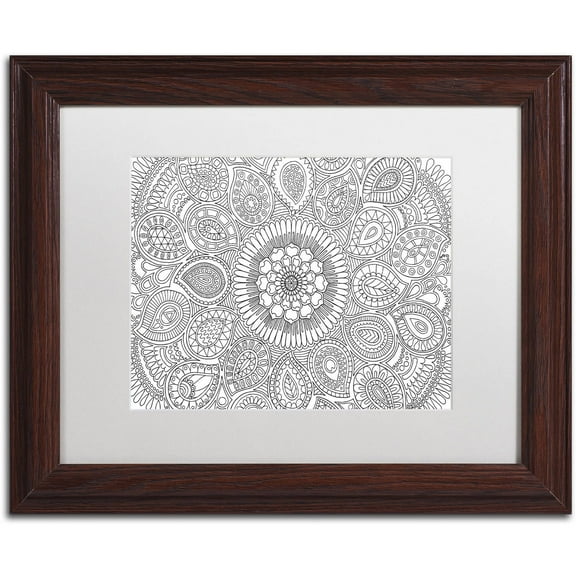 Trademark Fine Art "Paisley Mandala" Canvas Art by Hello Angel, White Matte, Wood Frame