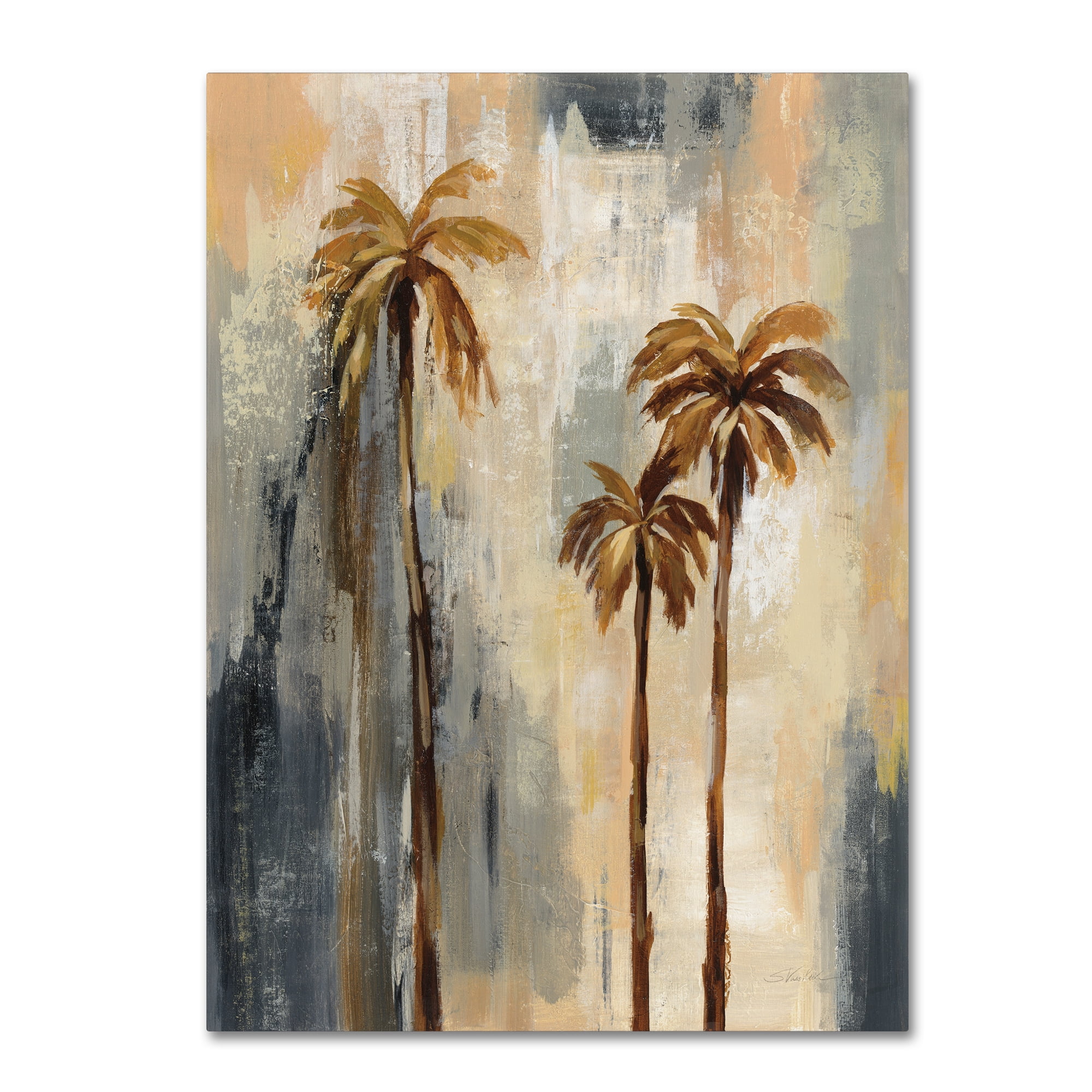 Muted Tan and Blue-Grey Palm Trees Canvas Art, 37" x 49"