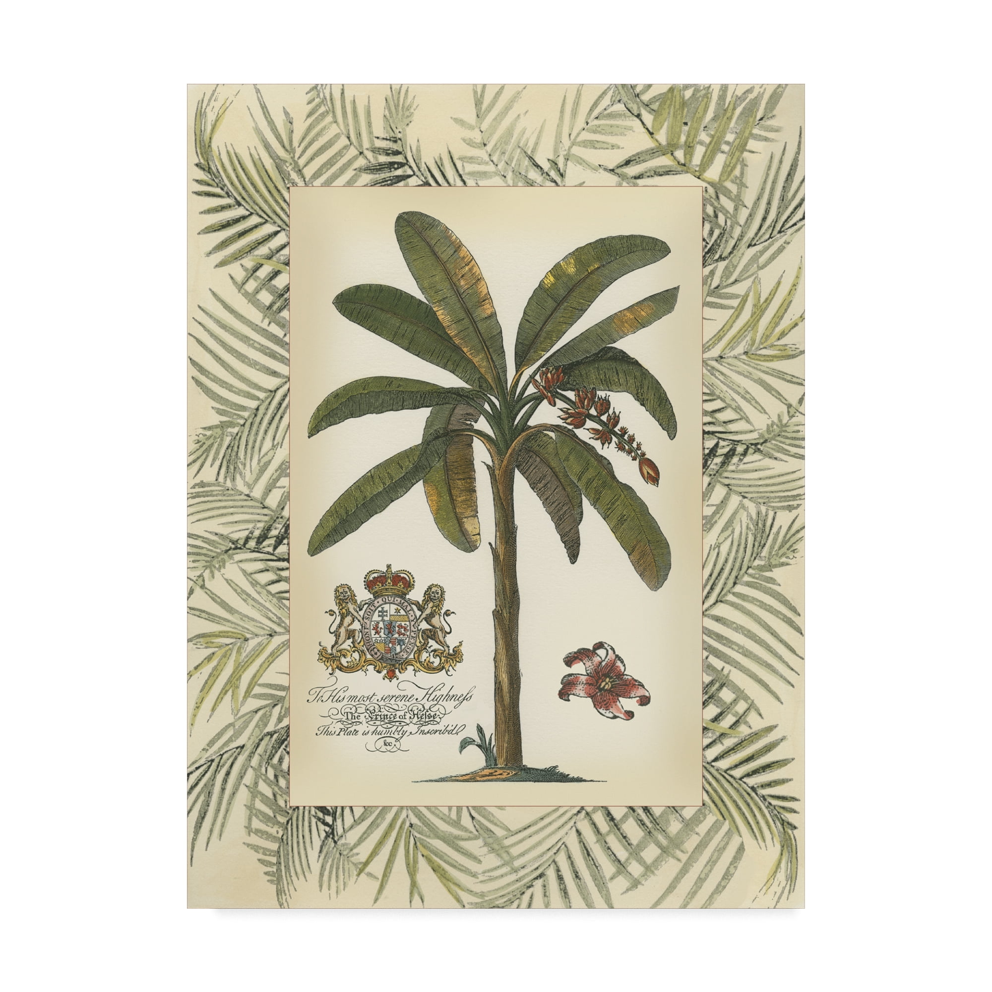 Framed Palm Tree Print on Canvas in Green and Beige