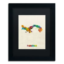 Trademark Fine Art "Panama Watercolor Map" Canvas Art by Michael Tompsett Black Matte, Black Frame