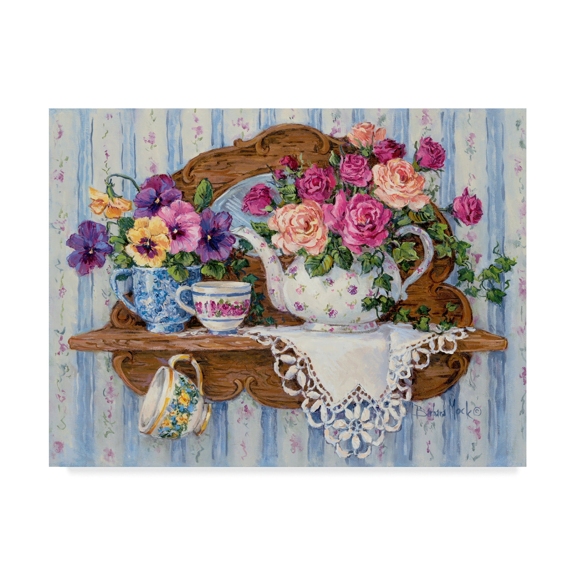 Trademark Fine Art ' Pansies and Lace' Canvas Art by Barbara Mock