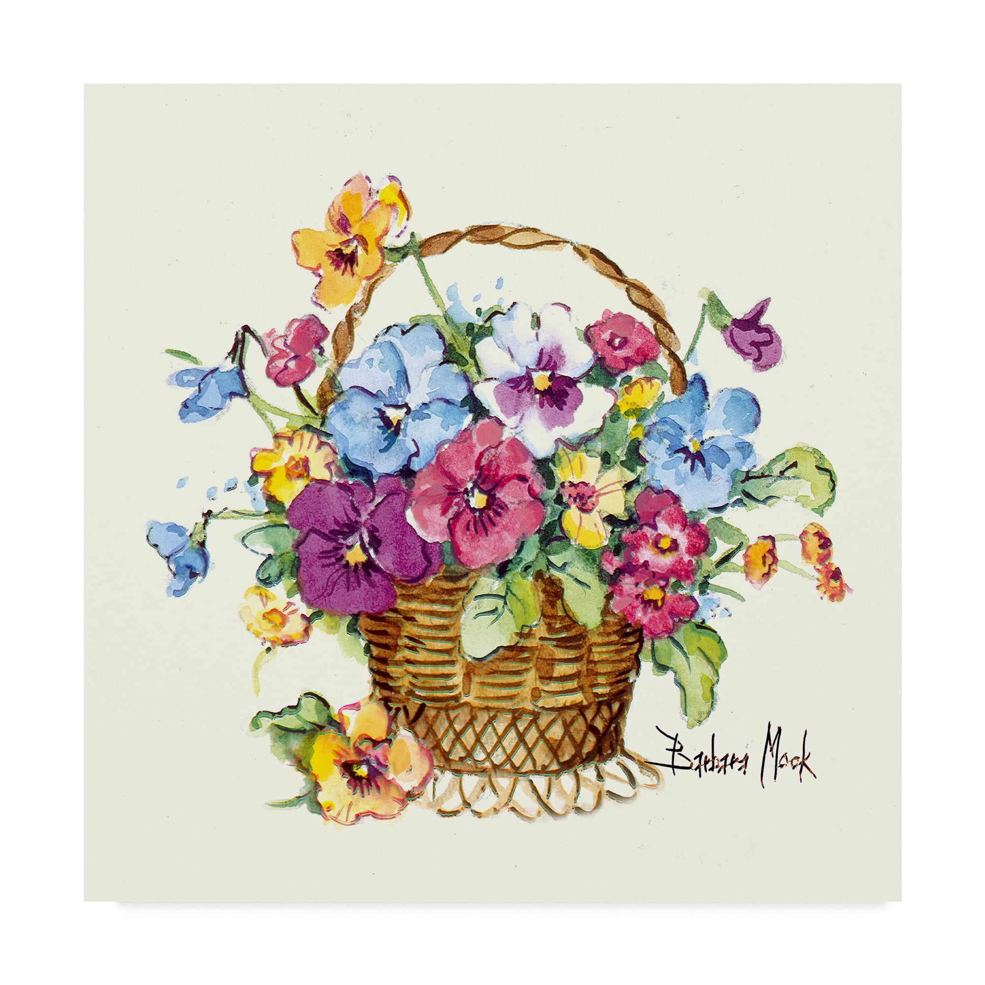 Trademark Fine Art 'Pansy Basket Miniature' Canvas Art by Barbara Mock
