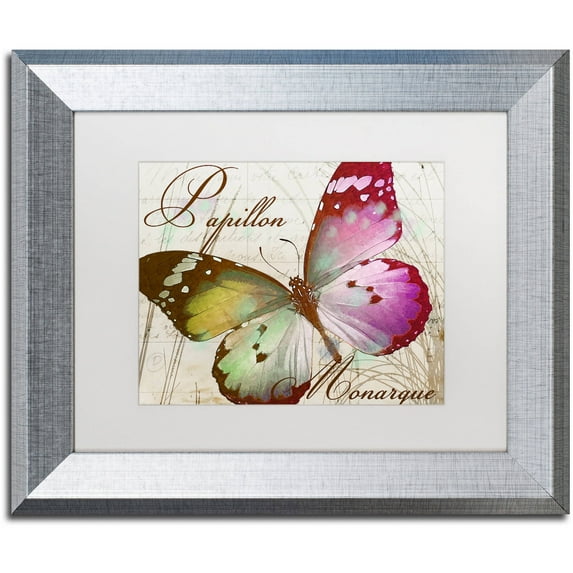 Trademark Fine Art "Papillon II" Canvas Art by Color Bakery White Matte, Silver Frame