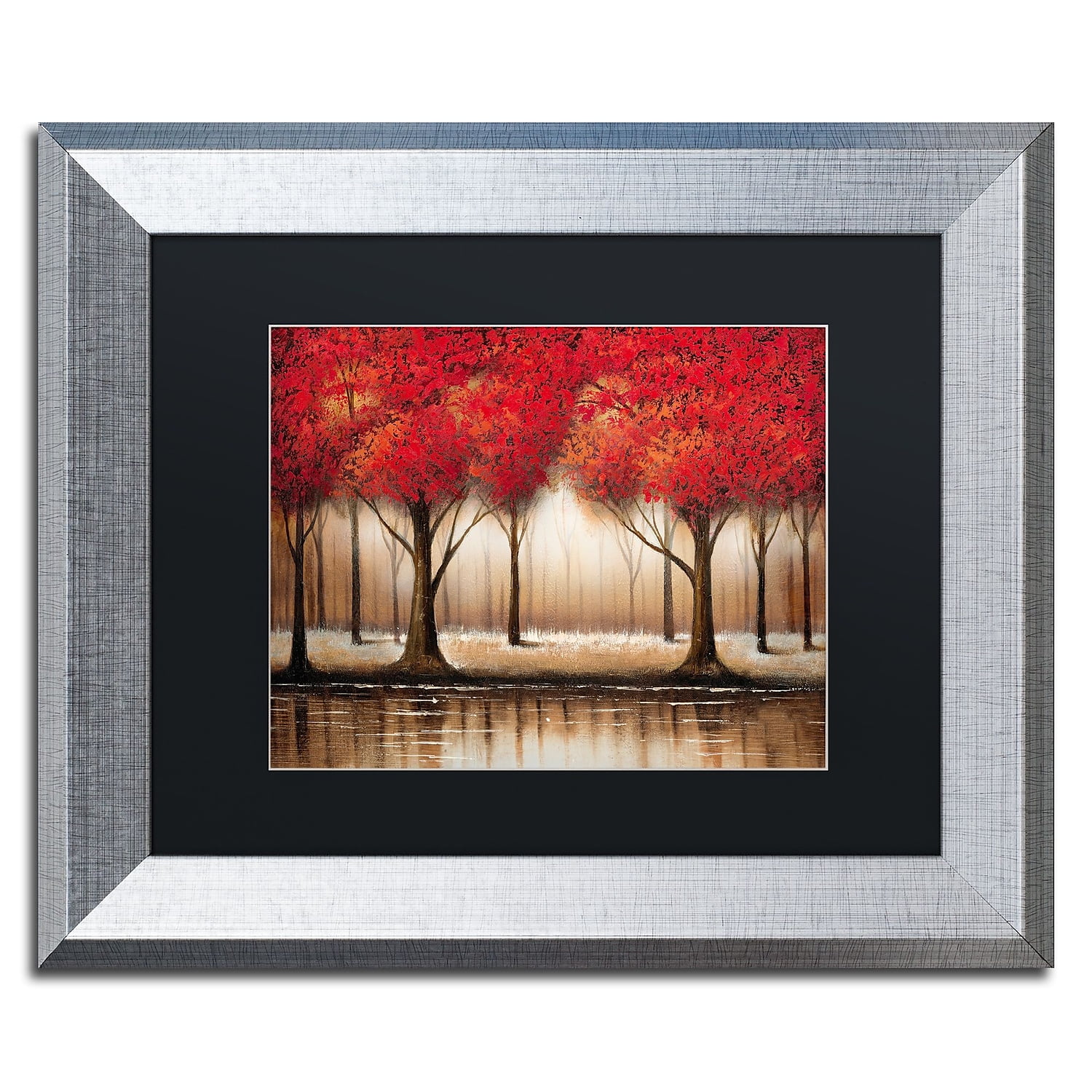 Parade of Red Trees Framed Canvas Landscape Art