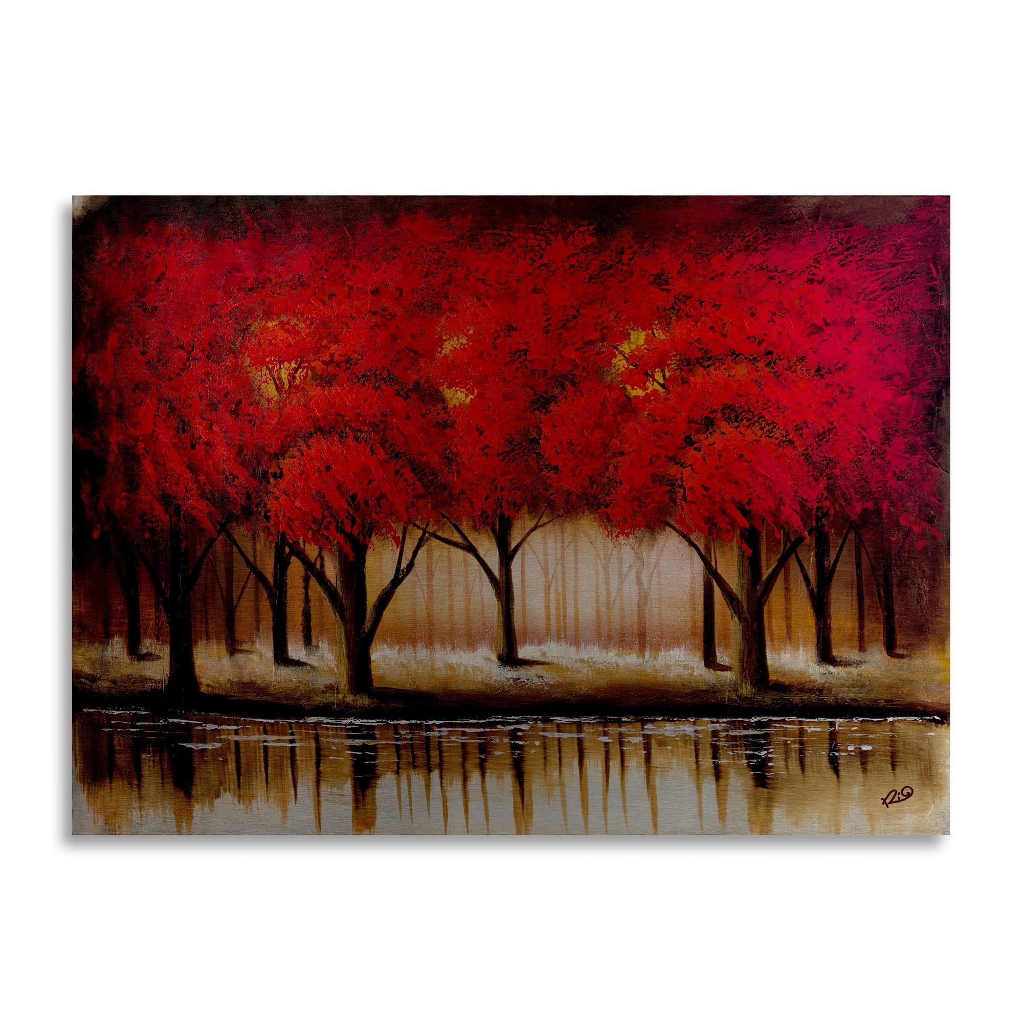 Trademark Fine Art 'Parade of Red Trees II' Brushed Aluminum Wall Art Art by Masters Fine Art